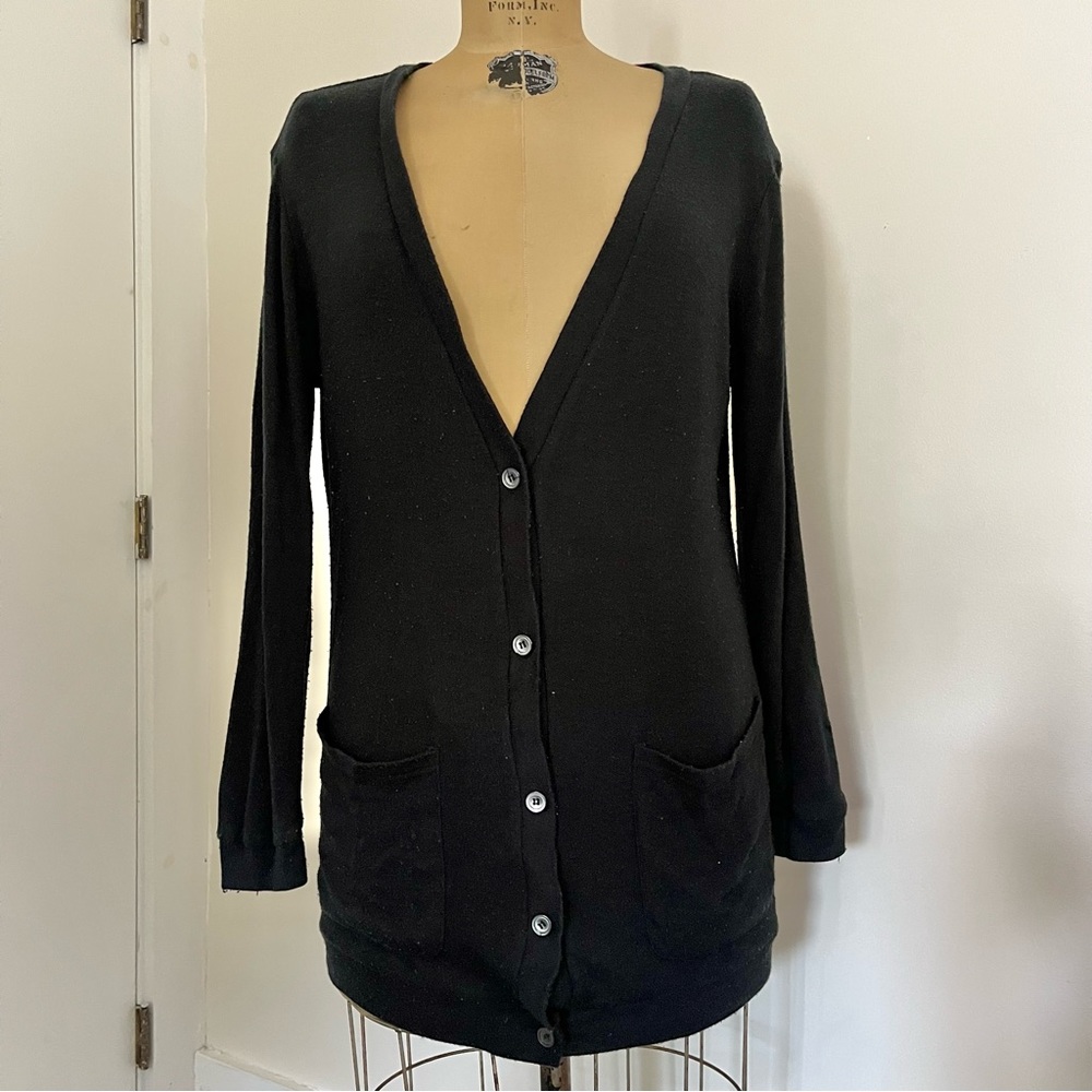 PINKO 1983 Women’s Long V-Neck Button Front Cardigan with Pockets